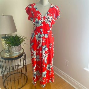 Japna red/orange flowered romper.